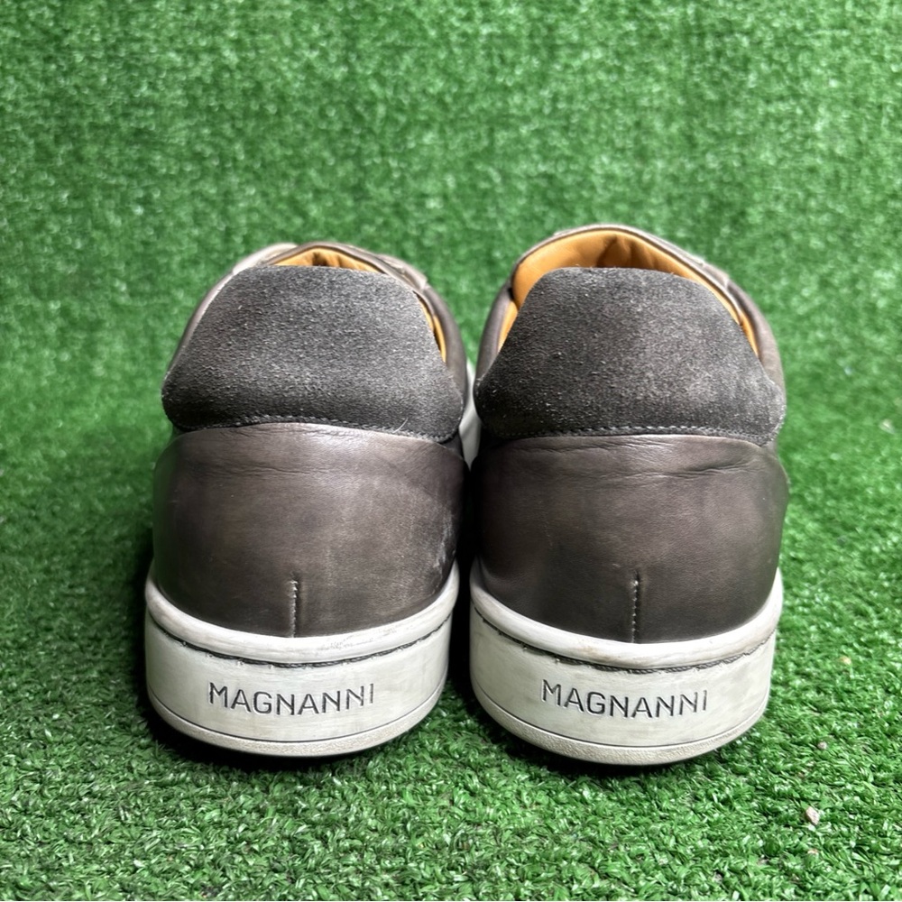 Magnanni Leather Lace Up Dress Sneakers Gunmetal Mens Size 11.5 M - Picture 4 of 12